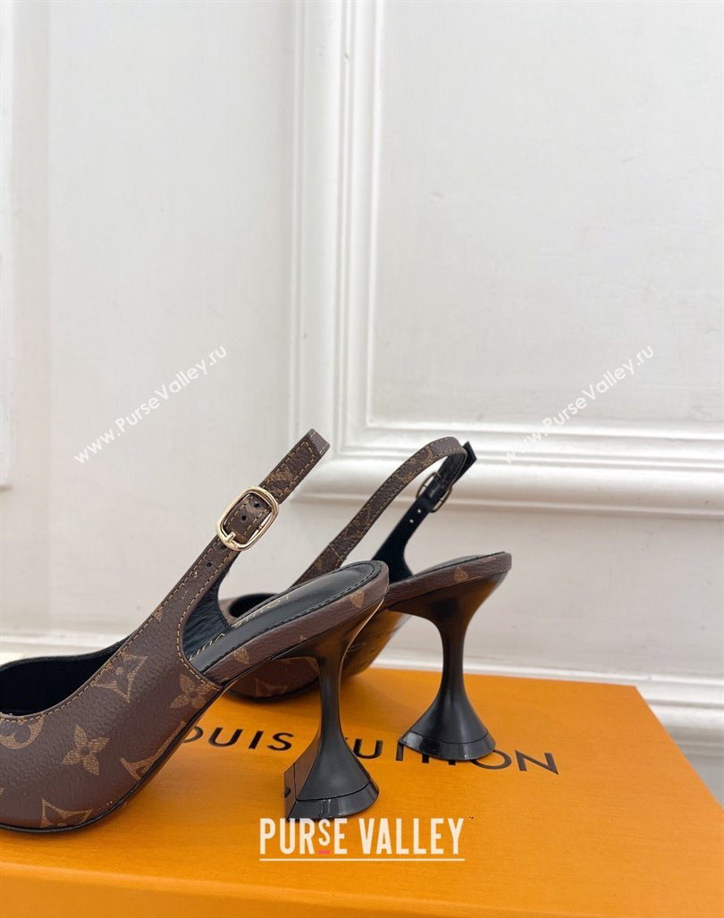 Louis Vuitton Monogram Canvas Slingback Pump 8.5cm Brown 2024 0611 (MD-240611012)