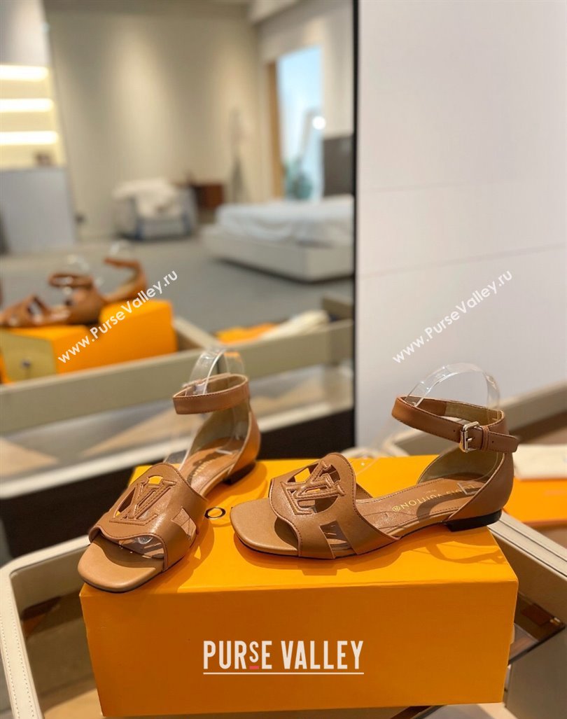 Louis Vuitton LV Isola Flat Sandals in Calf Leather Brown 2024 1ACJMP (MD-240606126)