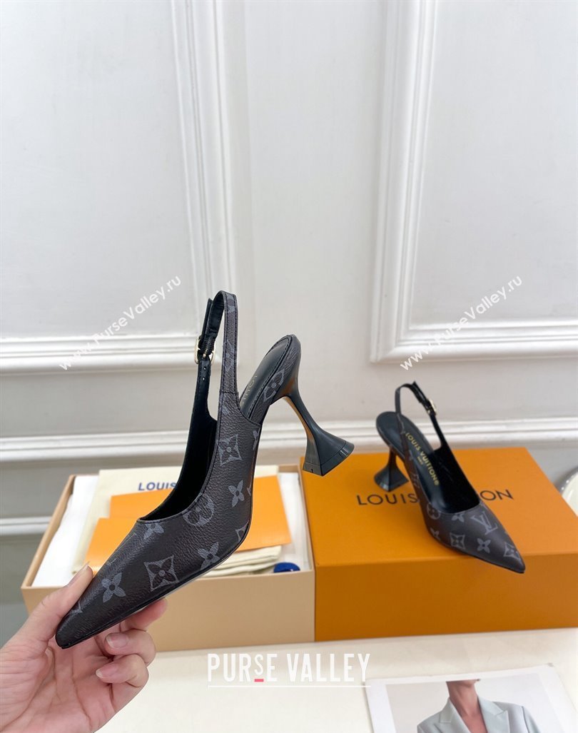 Louis Vuitton Monogram Canvas Slingback Pump 8.5cm Black 2024 0611 (MD-240611014)