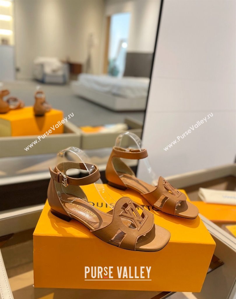 Louis Vuitton LV Isola Flat Sandals in Calf Leather Brown 2024 1ACJMP (MD-240606126)