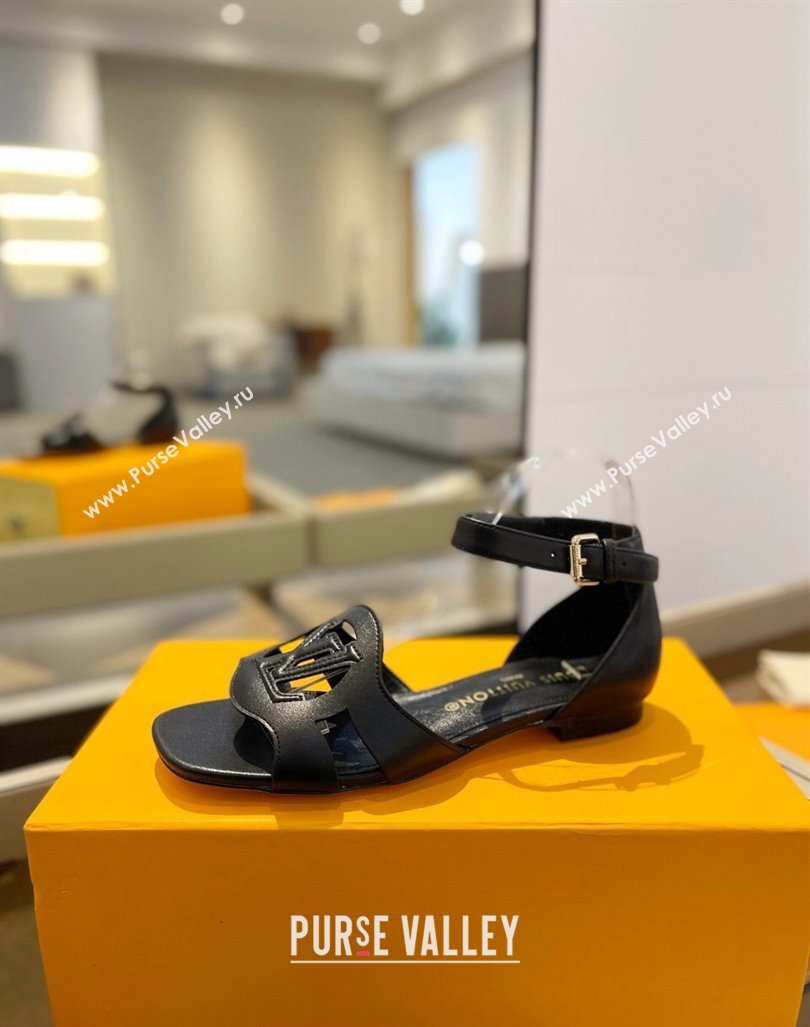 Louis Vuitton LV Isola Flat Sandals in Calf Leather Black 2024 1ACJMP (MD-240606127)