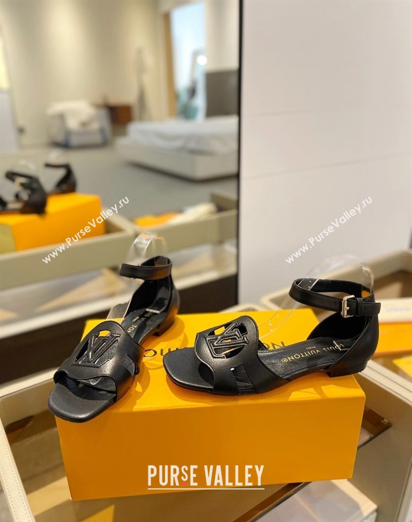 Louis Vuitton LV Isola Flat Sandals in Calf Leather Black 2024 1ACJMP (MD-240606127)