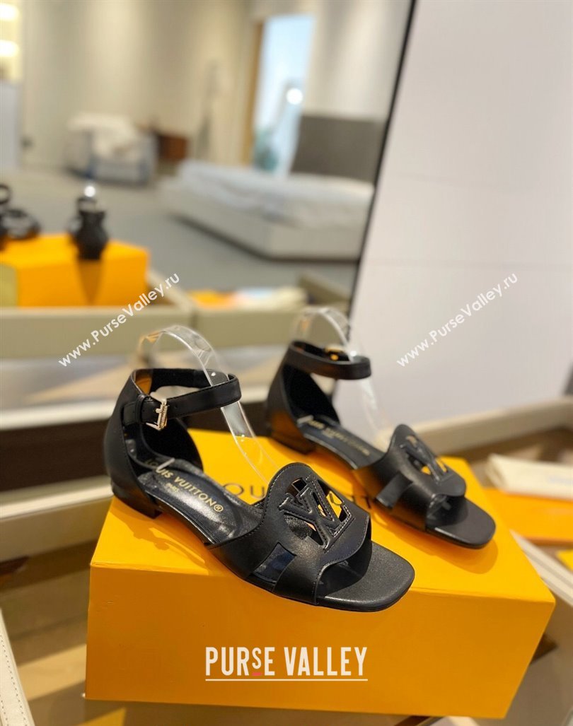 Louis Vuitton LV Isola Flat Sandals in Calf Leather Black 2024 1ACJMP (MD-240606127)