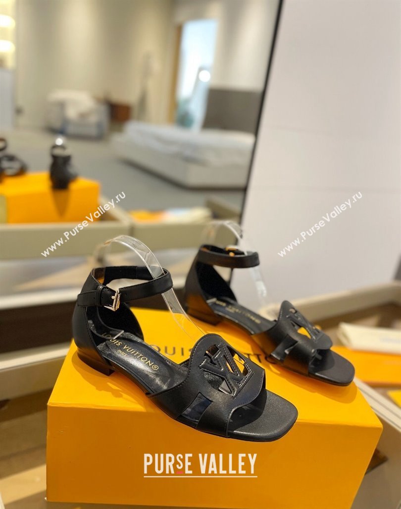 Louis Vuitton LV Isola Flat Sandals in Calf Leather Black 2024 1ACJMP (MD-240606127)