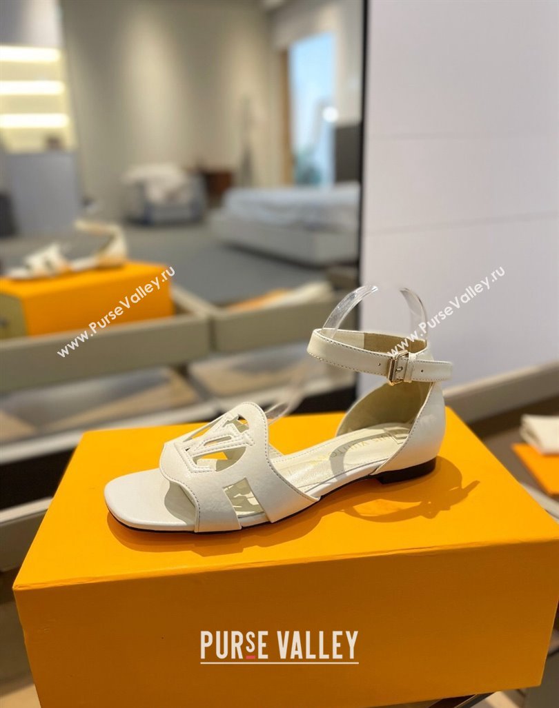 Louis Vuitton LV Isola Flat Sandals in Calf Leather White 2024 1ACJMP (MD-240606128)