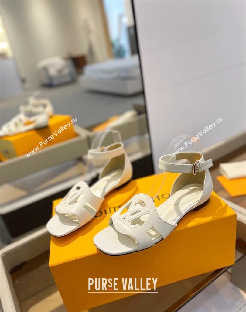 Louis Vuitton LV Isola Flat Sandals in Calf Leather White 2024 1ACJMP (MD-240606128)