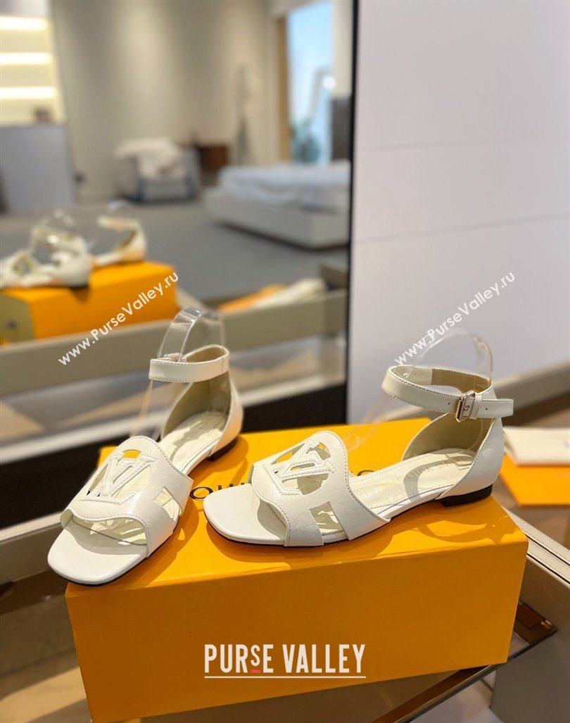 Louis Vuitton LV Isola Flat Sandals in Calf Leather White 2024 1ACJMP (MD-240606128)