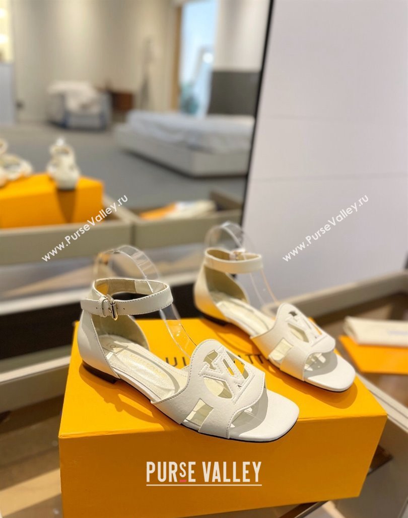 Louis Vuitton LV Isola Flat Sandals in Calf Leather White 2024 1ACJMP (MD-240606128)