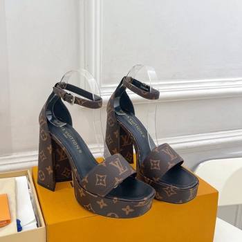 Louis Vuitton Fame Heel Platform Sandal 12cm in Monogram Canvas 2024 0606 (MD-240606137)