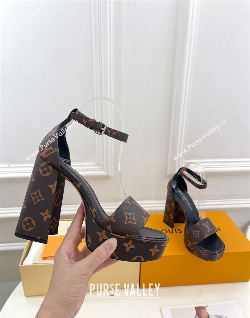 Louis Vuitton Fame Heel Platform Sandal 12cm in Monogram Canvas 2024 0606 (MD-240606137)