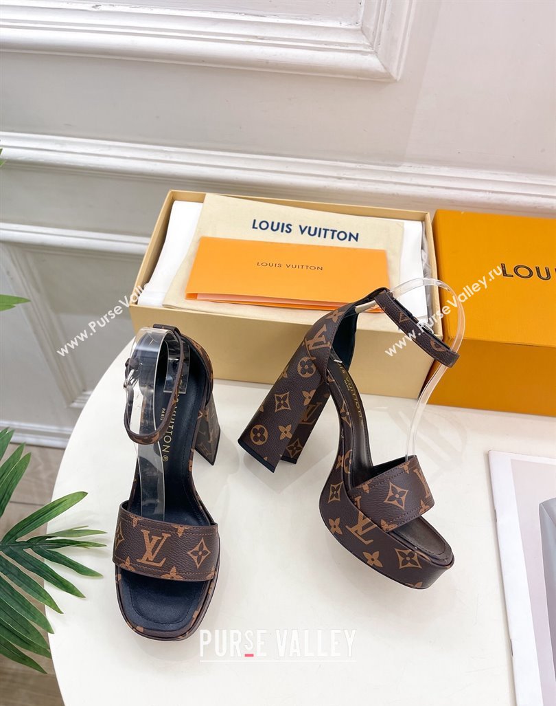 Louis Vuitton Fame Heel Platform Sandal 12cm in Monogram Canvas 2024 0606 (MD-240606137)