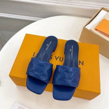 Louis Vuitton Neo Revival Flat Slide Sandals in Monogram Leather Blue 2024 0606 (MD-240606147)