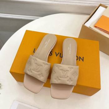 Louis Vuitton Neo Revival Flat Slide Sandals in Monogram Leather Beige 2024 0606 (MD-240606148)