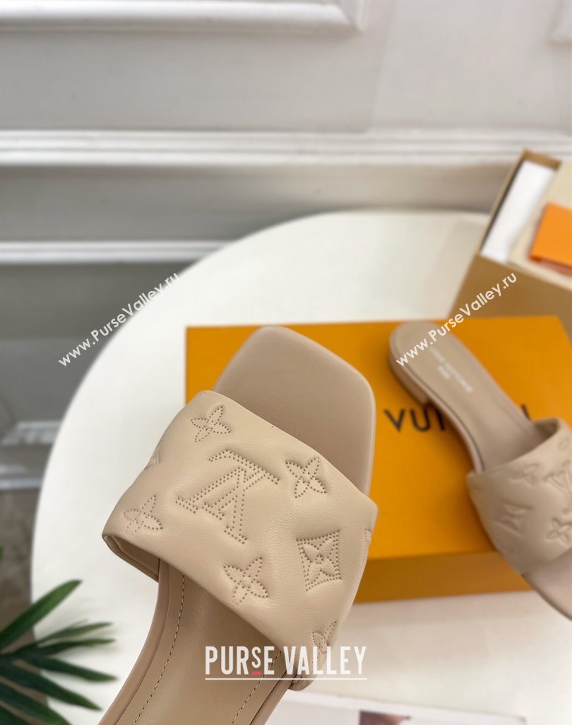 Louis Vuitton Neo Revival Flat Slide Sandals in Monogram Leather Beige 2024 0606 (MD-240606148)