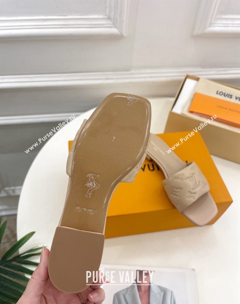 Louis Vuitton Neo Revival Flat Slide Sandals in Monogram Leather Beige 2024 0606 (MD-240606148)