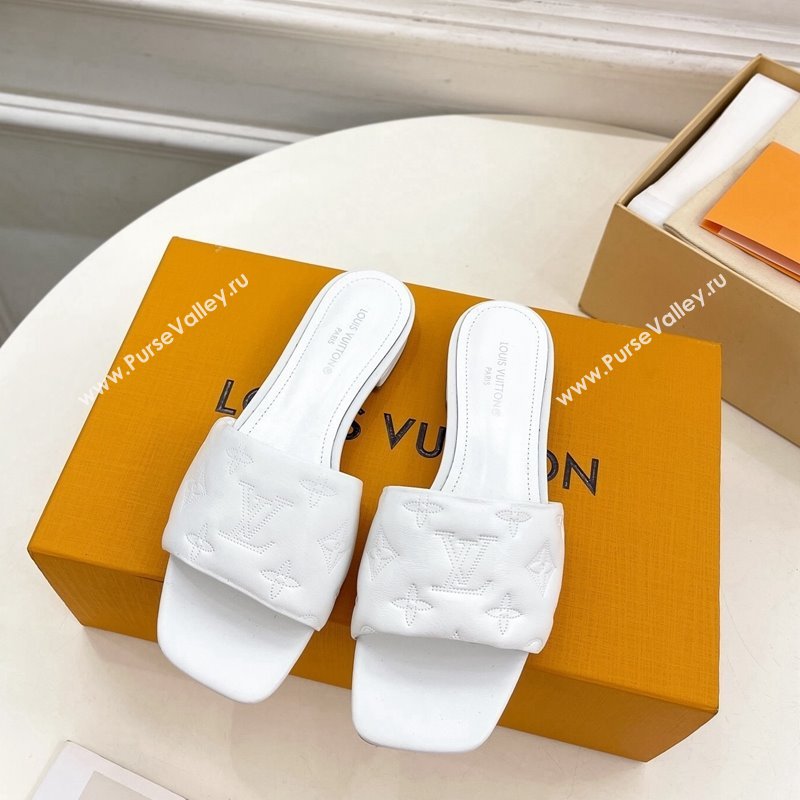 Louis Vuitton Neo Revival Flat Slide Sandals in Monogram Leather White 2024 0606 (MD-240606149)