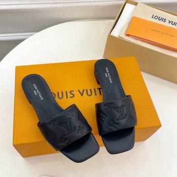 Louis Vuitton Neo Revival Flat Slide Sandals in Monogram Leather Black 2024 0606 (MD-240606150)