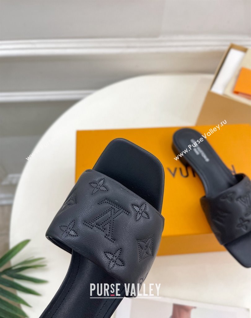 Louis Vuitton Neo Revival Flat Slide Sandals in Monogram Leather Black 2024 0606 (MD-240606150)