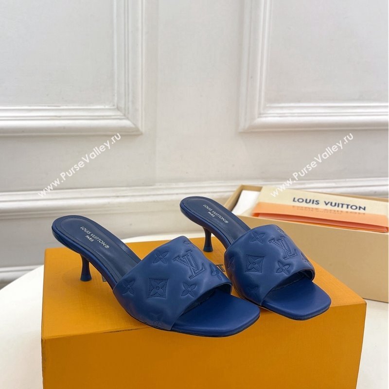 Louis Vuitton Neo Revival Heel Slide Sandals 5cm in Monogram Leather Blue 2024 0606 (MD-240606143)