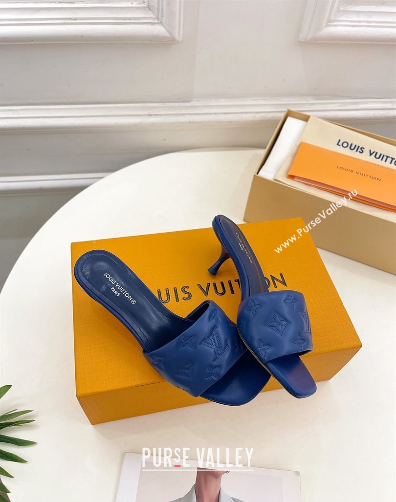 Louis Vuitton Neo Revival Heel Slide Sandals 5cm in Monogram Leather Blue 2024 0606 (MD-240606143)