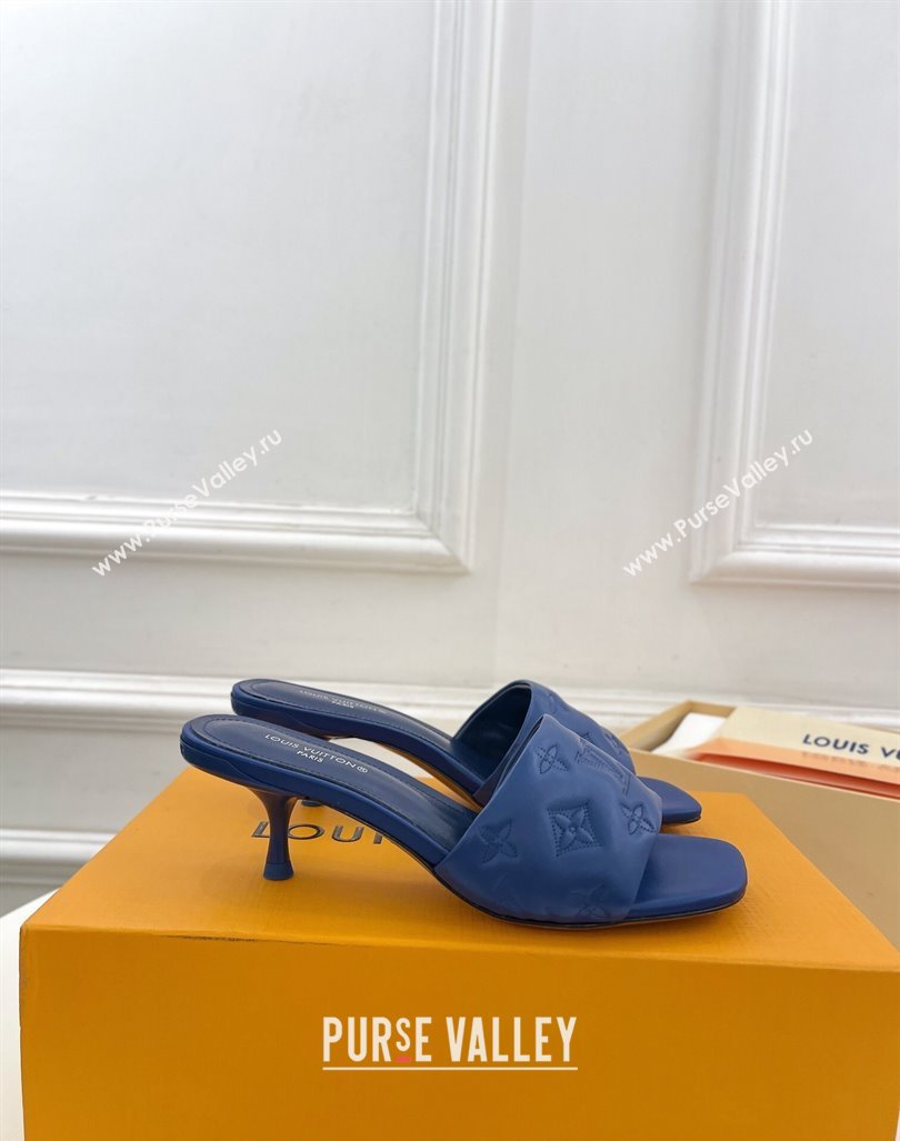 Louis Vuitton Neo Revival Heel Slide Sandals 5cm in Monogram Leather Blue 2024 0606 (MD-240606143)