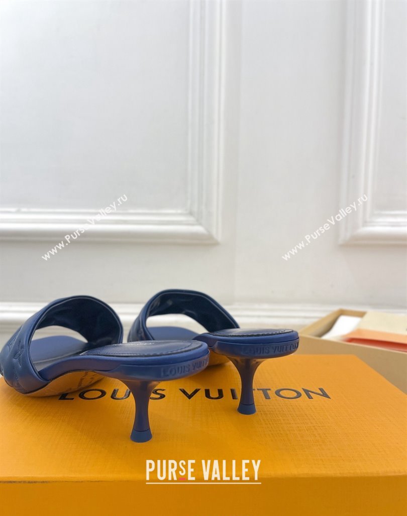 Louis Vuitton Neo Revival Heel Slide Sandals 5cm in Monogram Leather Blue 2024 0606 (MD-240606143)