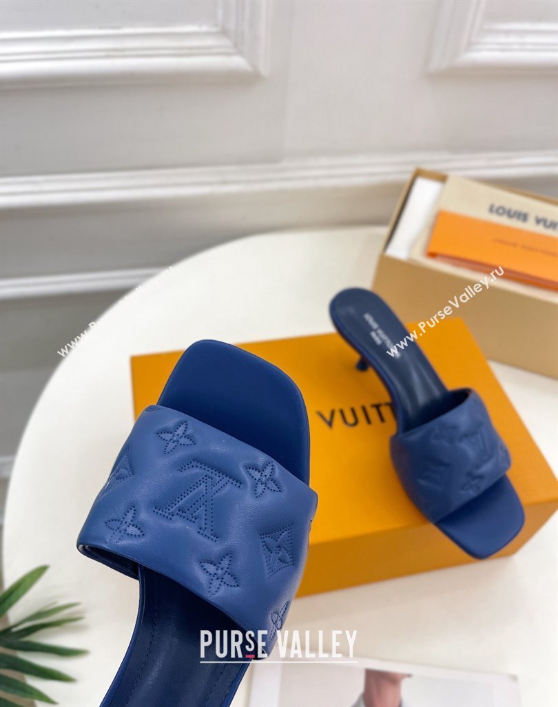 Louis Vuitton Neo Revival Heel Slide Sandals 5cm in Monogram Leather Blue 2024 0606 (MD-240606143)