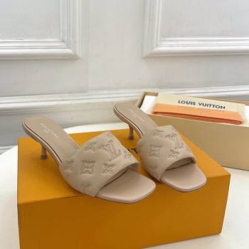 Louis Vuitton Neo Revival Heel Slide Sandals 5cm in Monogram Leather Beige 2024 0606 (MD-240606144)