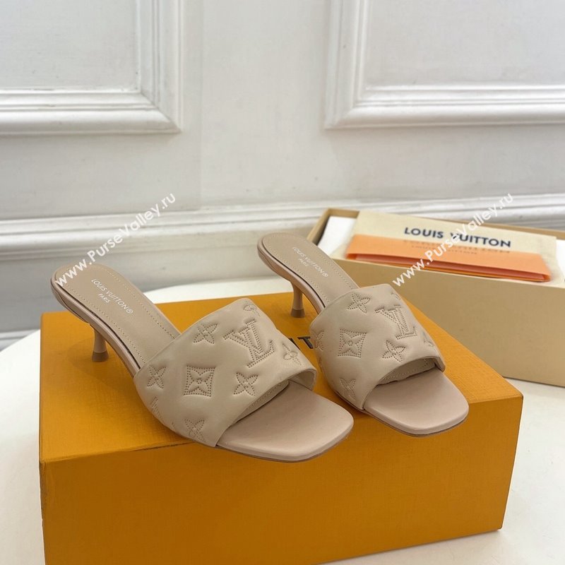 Louis Vuitton Neo Revival Heel Slide Sandals 5cm in Monogram Leather Beige 2024 0606 (MD-240606144)