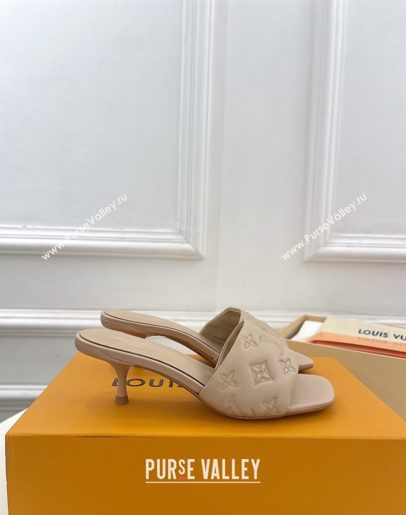 Louis Vuitton Neo Revival Heel Slide Sandals 5cm in Monogram Leather Beige 2024 0606 (MD-240606144)