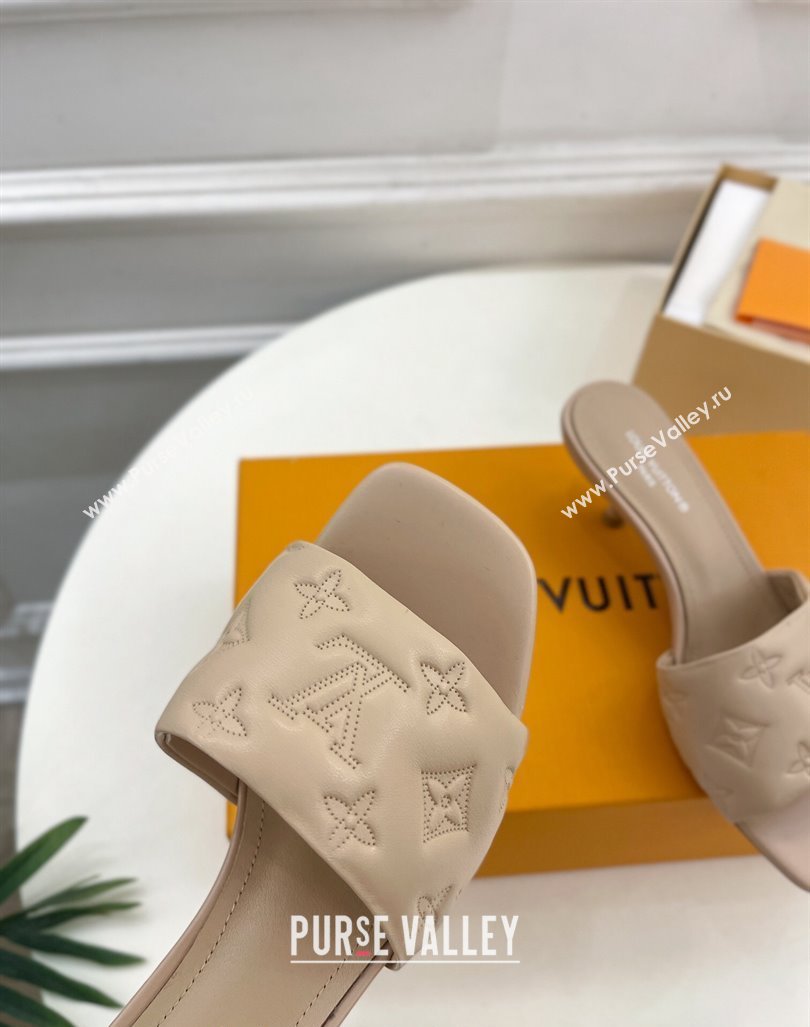 Louis Vuitton Neo Revival Heel Slide Sandals 5cm in Monogram Leather Beige 2024 0606 (MD-240606144)