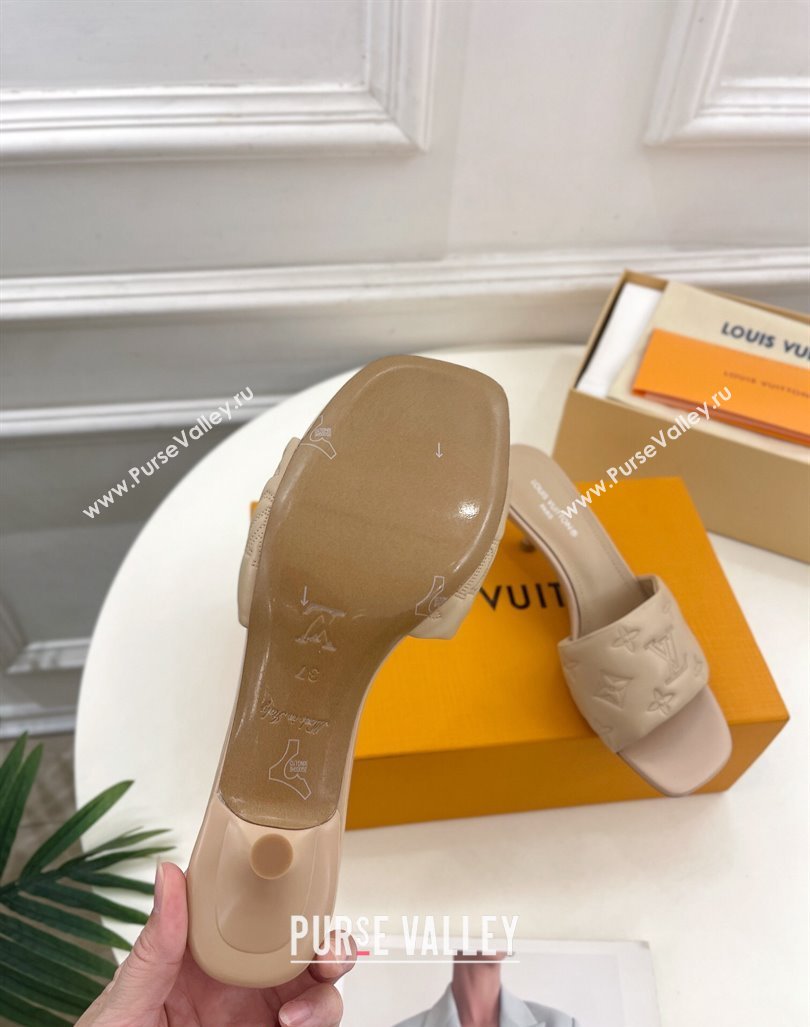 Louis Vuitton Neo Revival Heel Slide Sandals 5cm in Monogram Leather Beige 2024 0606 (MD-240606144)