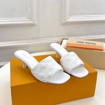 Louis Vuitton Neo Revival Heel Slide Sandals 5cm in Monogram Leather White 2024 0606 (MD-240606145)