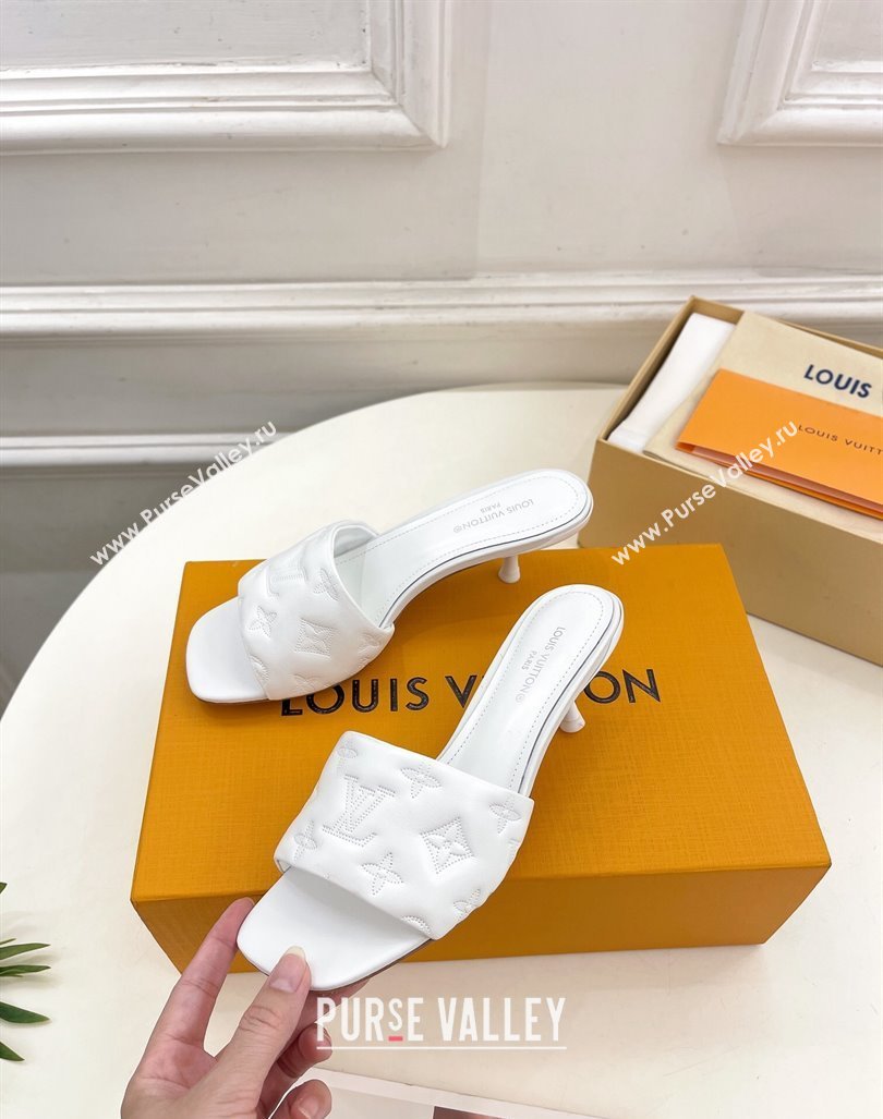 Louis Vuitton Neo Revival Heel Slide Sandals 5cm in Monogram Leather White 2024 0606 (MD-240606145)