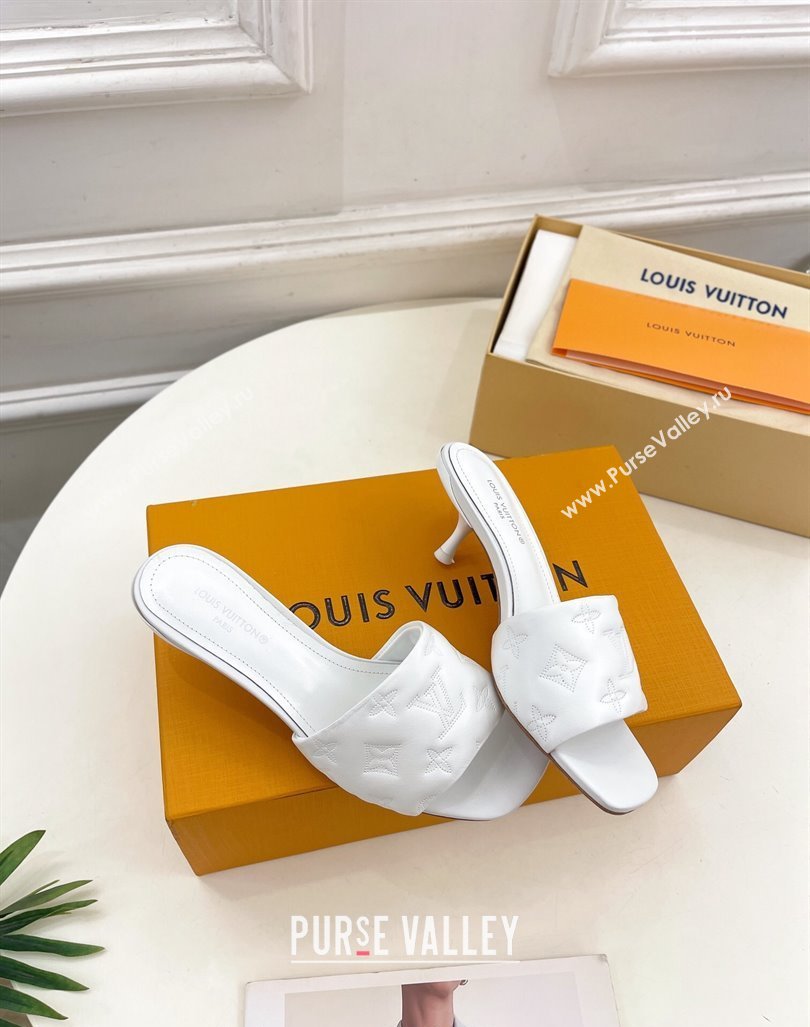 Louis Vuitton Neo Revival Heel Slide Sandals 5cm in Monogram Leather White 2024 0606 (MD-240606145)