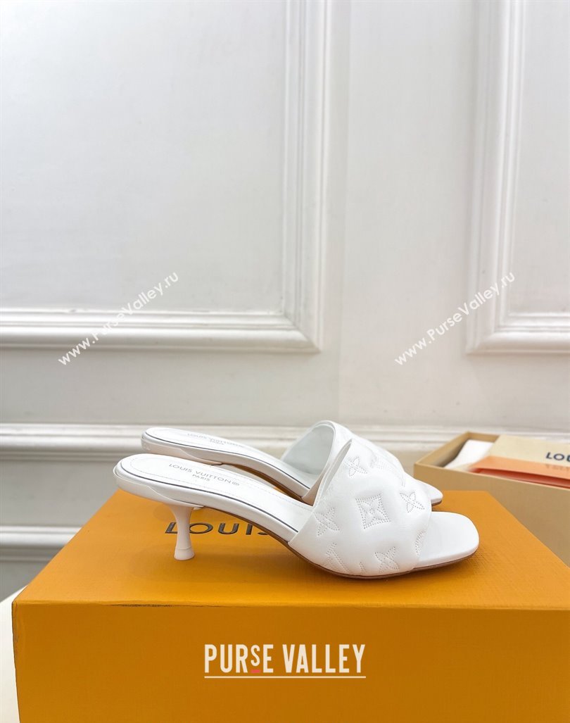 Louis Vuitton Neo Revival Heel Slide Sandals 5cm in Monogram Leather White 2024 0606 (MD-240606145)