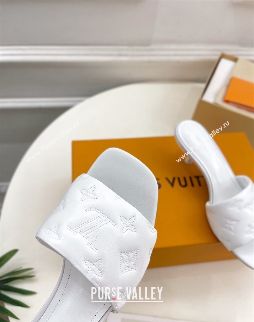 Louis Vuitton Neo Revival Heel Slide Sandals 5cm in Monogram Leather White 2024 0606 (MD-240606145)