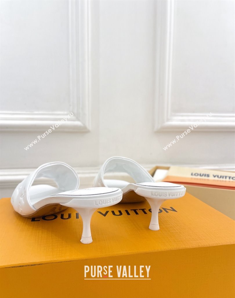 Louis Vuitton Neo Revival Heel Slide Sandals 5cm in Monogram Leather White 2024 0606 (MD-240606145)