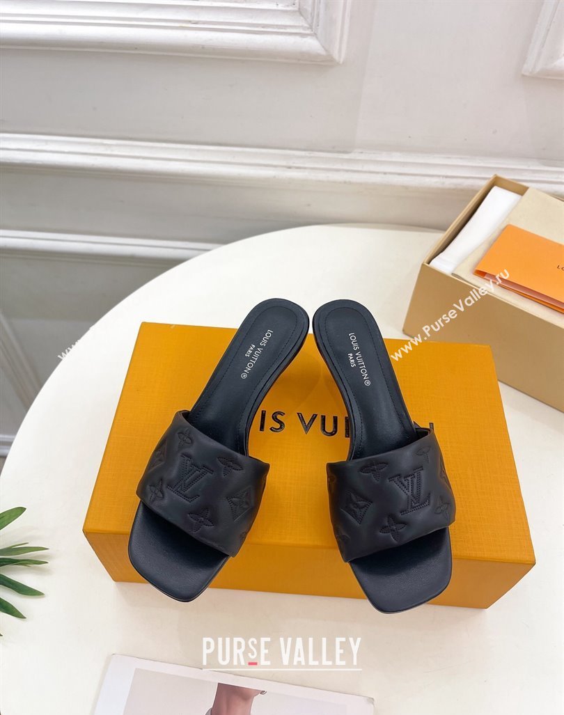 Louis Vuitton Neo Revival Heel Slide Sandals 5cm in Monogram Leather Black 2024 0606 (MD-240606146)