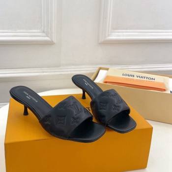 Louis Vuitton Neo Revival Heel Slide Sandals 5cm in Monogram Leather Black 2024 0606 (MD-240606146)