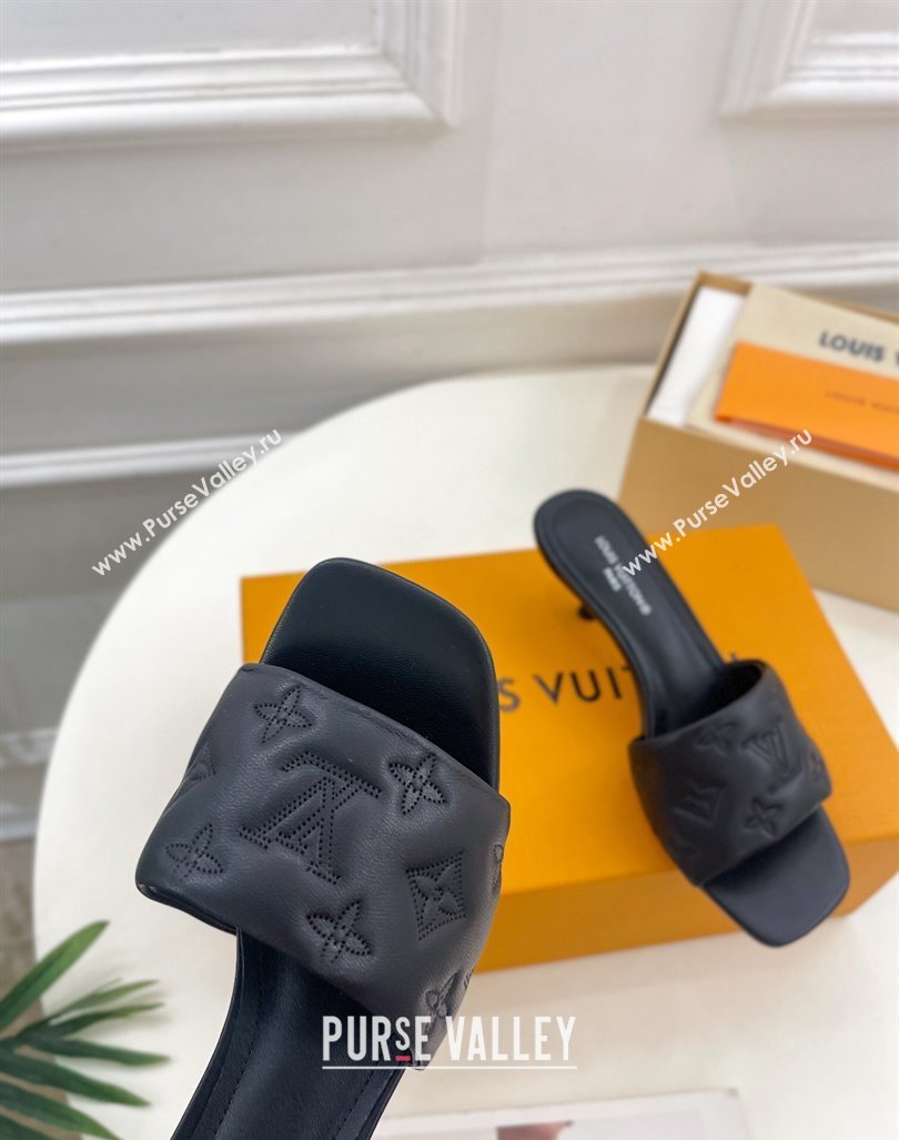 Louis Vuitton Neo Revival Heel Slide Sandals 5cm in Monogram Leather Black 2024 0606 (MD-240606146)