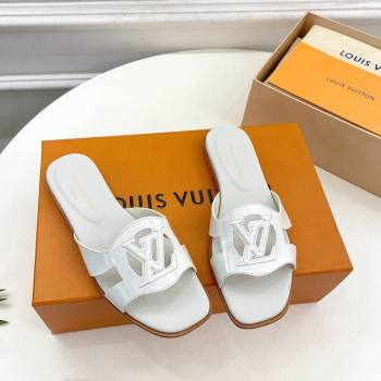 Louis Vuitton LV Isola Flat Slides Sandal in Embossed Leather White 2024 0606 (MD-240606131)