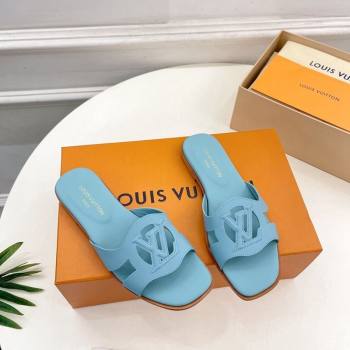 Louis Vuitton LV Isola Flat Slides Sandal in Calf Leather Light Blue 2024 0606 (MD-240606134)