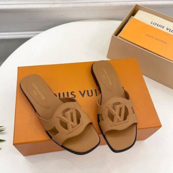 Louis Vuitton LV Isola Flat Slides Sandal in Calf Leather Brown 2024 0606 (MD-240606135)