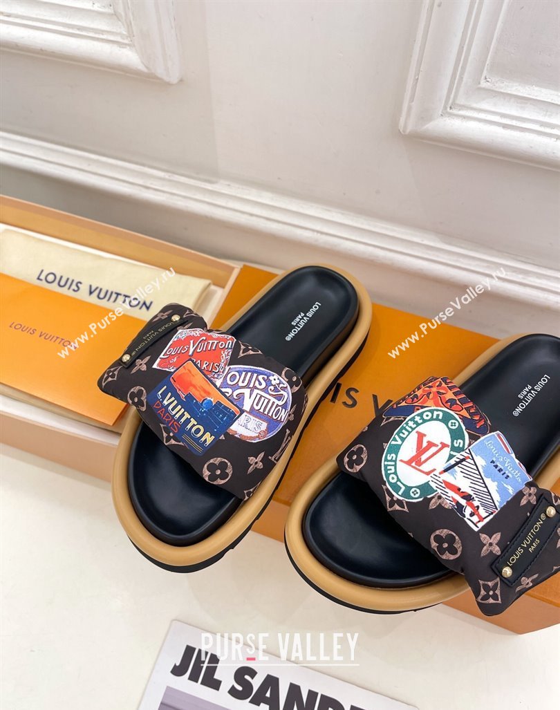 Louis Vuitton Pool Pillow Comfort Slide Sandals in Travel Labels Nylon 2024 (MD-240606153)