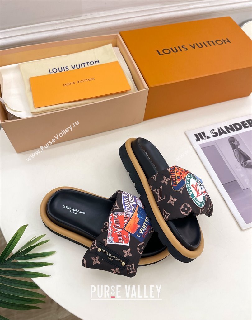 Louis Vuitton Pool Pillow Comfort Slide Sandals in Travel Labels Nylon 2024 (MD-240606153)