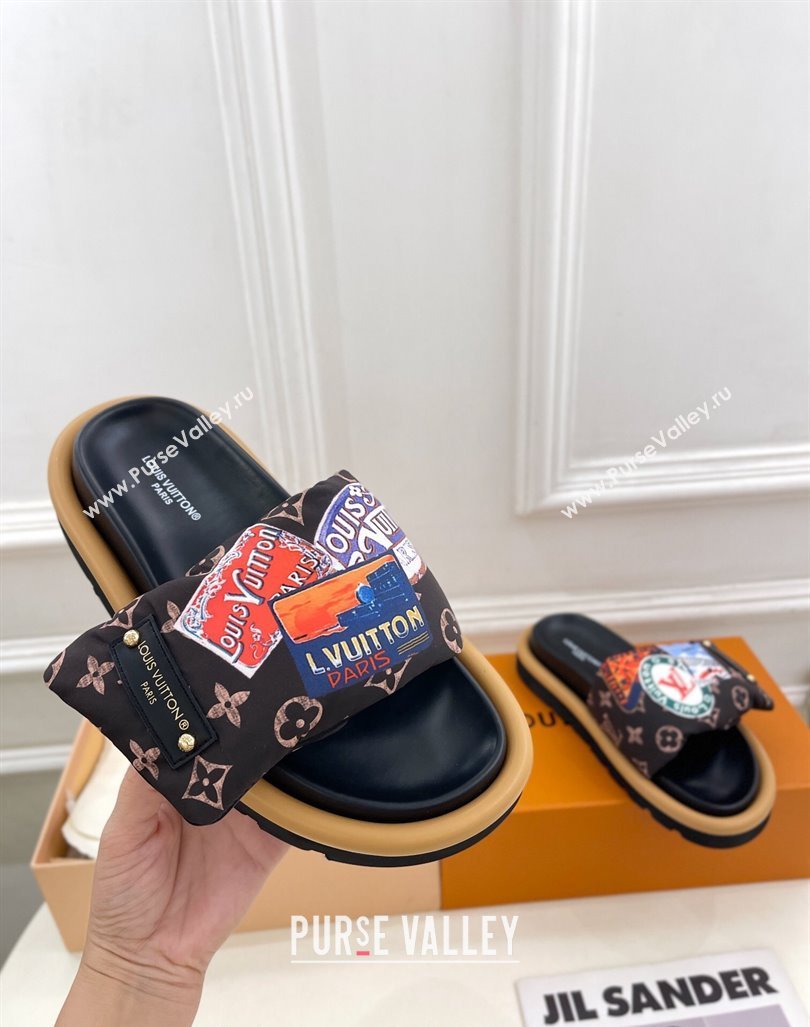 Louis Vuitton Pool Pillow Comfort Slide Sandals in Travel Labels Nylon 2024 (MD-240606153)