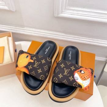 Louis Vuitton Pool Pillow Comfort Slide Sandals in Chick and Leopard Nylon 2024 (MD-240606154)