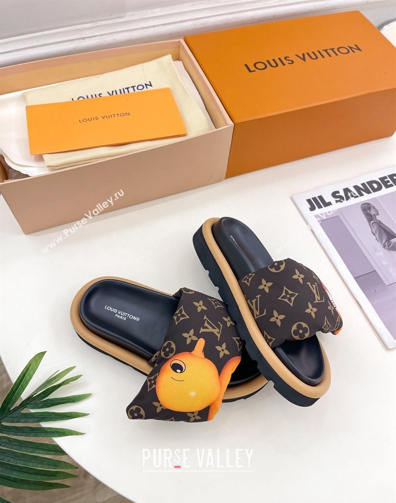 Louis Vuitton Pool Pillow Comfort Slide Sandals in Chick and Leopard Nylon 2024 (MD-240606154)