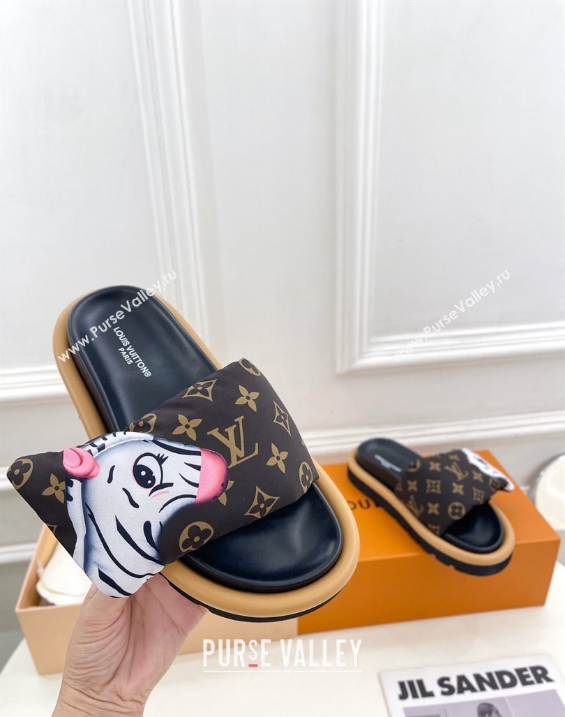 Louis Vuitton Pool Pillow Comfort Slide Sandals in zebra and Dog Nylon 2024 (MD-240606155)